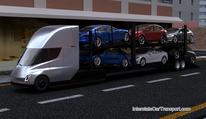 Tesla Semi Truck Car Hauler unload front